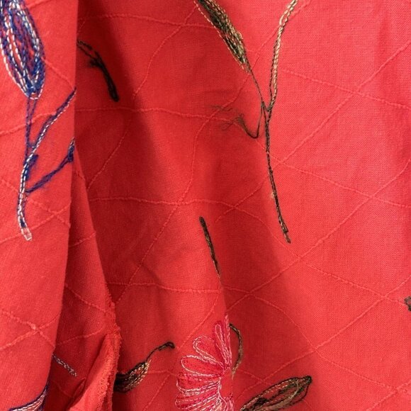 Vintage Tantrum Women’s Large Cotton Chenille Embroidered Coral Button Up Jacket - Picture 9 of 16
